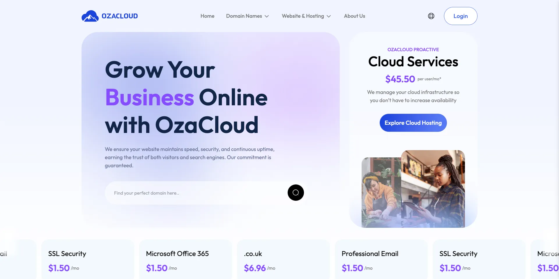 OzaCloud website